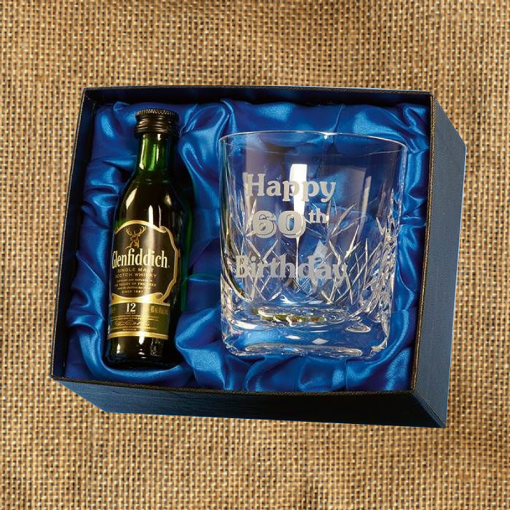 Blenheim Whisky Tumbler Gift Set With A 5cl Miniature Bottle Of Malt Whisky