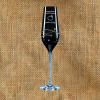 Single Onyx Black Diamante Champagne Flute With Spiral Design Cutting