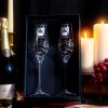 2 Diamante Champagne Flutes In A Satin Lined Gift Box