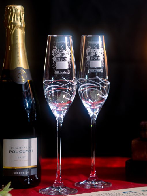2 Diamante Champagne Flutes In A Satin Lined Gift Box - Image 3